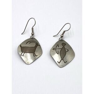 Alpaca Earrings Dangles Drops Hunter Goat Artisan Vintage
